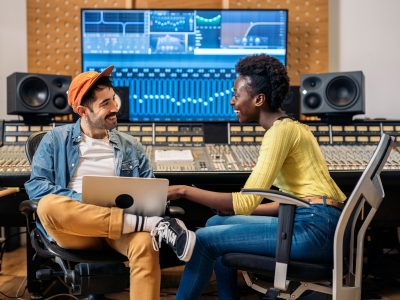 Producing in Music Studio
